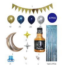 Load image into Gallery viewer, Blue Balloon Set Hanging Flag Whiskey Balloon Chain Set Party Decoration Venue Decoration Props, Blue Balloon Set