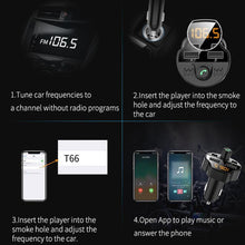 Load image into Gallery viewer, T66 Car Bluetooth Car Charger Cigarette Lighter MP3 Player Hands-Free Car FM Transmitter, T66