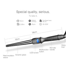 Load image into Gallery viewer, LCD Conical Curling Iron Single Tube Ceramic Glaze Pear Flower Cone, 19mm EU, 25mm EU, 25mm US, 19mm US, 32mm EU