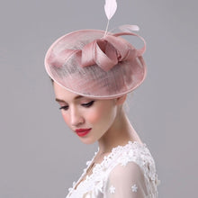 Load image into Gallery viewer, Bridal Headwear Retro Style Linen Hat, Black, White, Meat Meal, Silver Gray, Khaki, Milky White