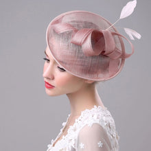 Load image into Gallery viewer, Bridal Headwear Retro Style Linen Hat, Black, White, Meat Meal, Silver Gray, Khaki, Milky White
