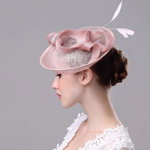 Load image into Gallery viewer, Bridal Headwear Retro Style Linen Hat, Black, White, Meat Meal, Silver Gray, Khaki, Milky White