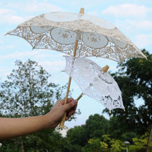 Load image into Gallery viewer, Wedding Bridal Lace Umbrella Shooting Props Wedding Supplies, Length 26cm/ Diameter 29cm, Length 43/Diameter 45cm