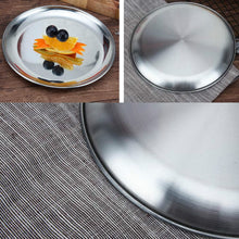 Load image into Gallery viewer, Stainless Steel Thickened Round Plate Cafe Tray Fruit Cake Plate Bone Plate Dish Shallow Plate, 14cm Brushed Matte Silver, 17cm Brushed Matte Silver, 20cm Brushed Matte Silver, 23cm Brushed Matte Silver, 26cm Brushed Matte Silver                       ...