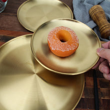 Load image into Gallery viewer, Stainless Steel Thickened Round Plate Cafe Tray Fruit Cake Plate Bone Plate Dish Shallow Plate, 14cm Brushed Matte Silver, 17cm Brushed Matte Silver, 20cm Brushed Matte Silver, 23cm Brushed Matte Silver, 26cm Brushed Matte Silver                       ...