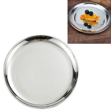 Load image into Gallery viewer, Stainless Steel Thickened Round Plate Cafe Tray Fruit Cake Plate Bone Plate Dish Shallow Plate, 14cm Brushed Matte Silver, 17cm Brushed Matte Silver, 20cm Brushed Matte Silver, 23cm Brushed Matte Silver, 26cm Brushed Matte Silver                       ...