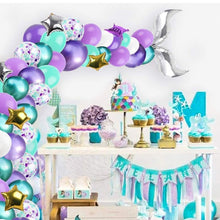 Load image into Gallery viewer, Golden Square Piece Confetti Balloon Set Ocean Theme Mermaid Party Balloon Decoration Set, Balloon Decoration Set