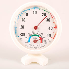 TH108 Mini Round Clock-shaped Indoor Outdoor Hygrometer Humidity Thermometer Temperature Meter, Random Color Delivery, TH108