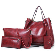 Load image into Gallery viewer, 4 in 1 Ladies Retro Handbag Fashion Large Capacity Sub-Diagonal Bucket Bag, Red Eine, Light Grey, Black, Brown