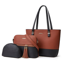 Load image into Gallery viewer, 3 in 1 Fashion Simple Lady Diagonal Large Capacity Handbag Letter Bag, Gold + Black, White + Brown, Brown + Black, White + Pink, White + Black, Purple+ Black
