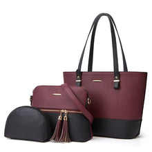 Load image into Gallery viewer, 3 in 1 Fashion Simple Lady Diagonal Large Capacity Handbag Letter Bag, Gold + Black, White + Brown, Brown + Black, White + Pink, White + Black, Purple+ Black