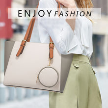 Load image into Gallery viewer, 3 in 1 Fashion Simple Lady Diagonal Large Capacity Handbag, White, Navy Blue, Black, Coffee, Brown