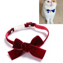 Load image into Gallery viewer, Velvet Bowknot Adjustable Pet Collar Cat Dog Rabbit Bow Tie Accessories, S 17-30cm Bowknot, S 17-30cm Bowknot With Bell
