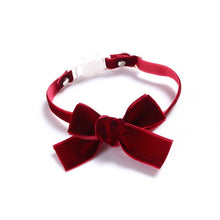 Load image into Gallery viewer, Velvet Bowknot Adjustable Pet Collar Cat Dog Rabbit Bow Tie Accessories, S 17-30cm Bowknot, S 17-30cm Bowknot With Bell
