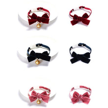 Load image into Gallery viewer, Velvet Bowknot Adjustable Pet Collar Cat Dog Rabbit Bow Tie Accessories, S 17-30cm Bowknot, S 17-30cm Bowknot With Bell
