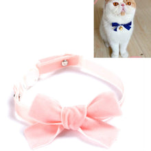 Load image into Gallery viewer, Velvet Bowknot Adjustable Pet Collar Cat Dog Rabbit Bow Tie Accessories, S 17-30cm Bowknot, S 17-30cm Bowknot With Bell