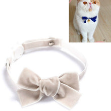 Load image into Gallery viewer, Velvet Bowknot Adjustable Pet Collar Cat Dog Rabbit Bow Tie Accessories, S 17-30cm Bowknot, S 17-30cm Bowknot With Bell
