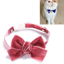 Load image into Gallery viewer, Velvet Bowknot Adjustable Pet Collar Cat Dog Rabbit Bow Tie Accessories, S 17-30cm Bowknot, S 17-30cm Bowknot With Bell
