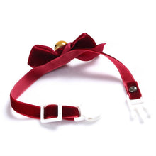 Load image into Gallery viewer, Velvet Bowknot Adjustable Pet Collar Cat Dog Rabbit Bow Tie Accessories, S 17-30cm Bowknot, S 17-30cm Bowknot With Bell