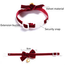 Load image into Gallery viewer, Velvet Bowknot Adjustable Pet Collar Cat Dog Rabbit Bow Tie Accessories, S 17-30cm Bowknot, S 17-30cm Bowknot With Bell