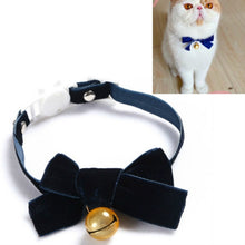 Load image into Gallery viewer, Velvet Bowknot Adjustable Pet Collar Cat Dog Rabbit Bow Tie Accessories, S 17-30cm Bowknot, S 17-30cm Bowknot With Bell
