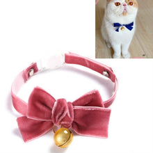 Load image into Gallery viewer, Velvet Bowknot Adjustable Pet Collar Cat Dog Rabbit Bow Tie Accessories, S 17-30cm Bowknot, S 17-30cm Bowknot With Bell