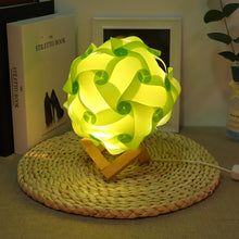 Load image into Gallery viewer, Creative Bedroom Bedside Night Light USB Round Romantic Room Decoration Lamp with Wood Base, DIY Material Kit, Finished Product