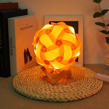 Load image into Gallery viewer, Creative Bedroom Bedside Night Light USB Round Romantic Room Decoration Lamp with Wood Base, DIY Material Kit, Finished Product