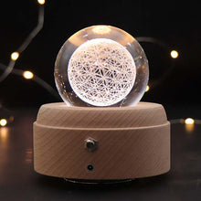 Load image into Gallery viewer, Girl Bedside Lamp Crystal Ball Wooden Base Music Box Charging Glow Rotating Night Light, Random Music, Ballet, Castle, Unicorn, Flying Pig, Dogs, Drawing Girl, Whale, Deer, Deer Head, Cat, Mermaid, Dandelion, Balloon Bear, Christmas Tree, Double Pig   ...