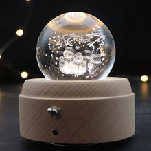 Load image into Gallery viewer, Girl Bedside Lamp Crystal Ball Wooden Base Music Box Charging Glow Rotating Night Light, Random Music, Ballet, Castle, Unicorn, Flying Pig, Dogs, Drawing Girl, Whale, Deer, Deer Head, Cat, Mermaid, Dandelion, Balloon Bear, Christmas Tree, Double Pig   ...