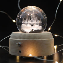 Load image into Gallery viewer, Girl Bedside Lamp Crystal Ball Wooden Base Music Box Charging Glow Rotating Night Light, Random Music, Ballet, Castle, Unicorn, Flying Pig, Dogs, Drawing Girl, Whale, Deer, Deer Head, Cat, Mermaid, Dandelion, Balloon Bear, Christmas Tree, Double Pig   ...