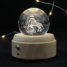 Load image into Gallery viewer, Girl Bedside Lamp Crystal Ball Wooden Base Music Box Charging Glow Rotating Night Light, Random Music, Ballet, Castle, Unicorn, Flying Pig, Dogs, Drawing Girl, Whale, Deer, Deer Head, Cat, Mermaid, Dandelion, Balloon Bear, Christmas Tree, Double Pig   ...