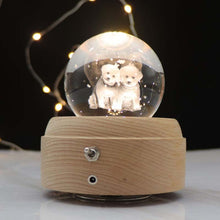 Load image into Gallery viewer, Girl Bedside Lamp Crystal Ball Wooden Base Music Box Charging Glow Rotating Night Light, Random Music, Ballet, Castle, Unicorn, Flying Pig, Dogs, Drawing Girl, Whale, Deer, Deer Head, Cat, Mermaid, Dandelion, Balloon Bear, Christmas Tree, Double Pig   ...