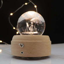 Load image into Gallery viewer, Girl Bedside Lamp Crystal Ball Wooden Base Music Box Charging Glow Rotating Night Light, Random Music, Ballet, Castle, Unicorn, Flying Pig, Dogs, Drawing Girl, Whale, Deer, Deer Head, Cat, Mermaid, Dandelion, Balloon Bear, Christmas Tree, Double Pig   ...