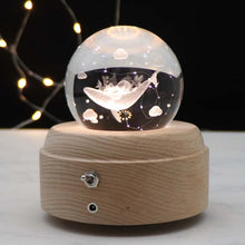 Load image into Gallery viewer, Girl Bedside Lamp Crystal Ball Wooden Base Music Box Charging Glow Rotating Night Light, Random Music, Ballet, Castle, Unicorn, Flying Pig, Dogs, Drawing Girl, Whale, Deer, Deer Head, Cat, Mermaid, Dandelion, Balloon Bear, Christmas Tree, Double Pig   ...