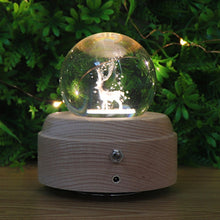 Load image into Gallery viewer, Girl Bedside Lamp Crystal Ball Wooden Base Music Box Charging Glow Rotating Night Light, Random Music, Ballet, Castle, Unicorn, Flying Pig, Dogs, Drawing Girl, Whale, Deer, Deer Head, Cat, Mermaid, Dandelion, Balloon Bear, Christmas Tree, Double Pig   ...