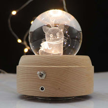 Load image into Gallery viewer, Girl Bedside Lamp Crystal Ball Wooden Base Music Box Charging Glow Rotating Night Light, Random Music, Ballet, Castle, Unicorn, Flying Pig, Dogs, Drawing Girl, Whale, Deer, Deer Head, Cat, Mermaid, Dandelion, Balloon Bear, Christmas Tree, Double Pig   ...