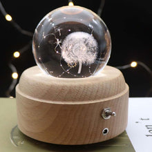 Load image into Gallery viewer, Girl Bedside Lamp Crystal Ball Wooden Base Music Box Charging Glow Rotating Night Light, Random Music, Ballet, Castle, Unicorn, Flying Pig, Dogs, Drawing Girl, Whale, Deer, Deer Head, Cat, Mermaid, Dandelion, Balloon Bear, Christmas Tree, Double Pig   ...