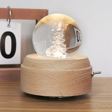 Load image into Gallery viewer, Girl Bedside Lamp Crystal Ball Wooden Base Music Box Charging Glow Rotating Night Light, Random Music, Ballet, Castle, Unicorn, Flying Pig, Dogs, Drawing Girl, Whale, Deer, Deer Head, Cat, Mermaid, Dandelion, Balloon Bear, Christmas Tree, Double Pig   ...
