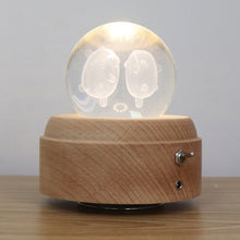 Load image into Gallery viewer, Girl Bedside Lamp Crystal Ball Wooden Base Music Box Charging Glow Rotating Night Light, Random Music, Ballet, Castle, Unicorn, Flying Pig, Dogs, Drawing Girl, Whale, Deer, Deer Head, Cat, Mermaid, Dandelion, Balloon Bear, Christmas Tree, Double Pig   ...