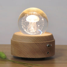Load image into Gallery viewer, Girl Bedside Lamp Crystal Ball Wooden Base Music Box Charging Glow Rotating Night Light, Random Music, Ballet, Castle, Unicorn, Flying Pig, Dogs, Drawing Girl, Whale, Deer, Deer Head, Cat, Mermaid, Dandelion, Balloon Bear, Christmas Tree, Double Pig   ...