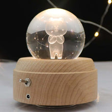Load image into Gallery viewer, Girl Bedside Lamp Crystal Ball Wooden Base Music Box Charging Glow Rotating Night Light, Random Music, Ballet, Castle, Unicorn, Flying Pig, Dogs, Drawing Girl, Whale, Deer, Deer Head, Cat, Mermaid, Dandelion, Balloon Bear, Christmas Tree, Double Pig   ...