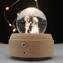 Load image into Gallery viewer, Girl Bedside Lamp Crystal Ball Wooden Base Music Box Charging Glow Rotating Night Light, Random Music, Ballet, Castle, Unicorn, Flying Pig, Dogs, Drawing Girl, Whale, Deer, Deer Head, Cat, Mermaid, Dandelion, Balloon Bear, Christmas Tree, Double Pig   ...