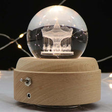Load image into Gallery viewer, Girl Bedside Lamp Crystal Ball Wooden Base Music Box Charging Glow Rotating Night Light, Random Music, Ballet, Castle, Unicorn, Flying Pig, Dogs, Drawing Girl, Whale, Deer, Deer Head, Cat, Mermaid, Dandelion, Balloon Bear, Christmas Tree, Double Pig   ...