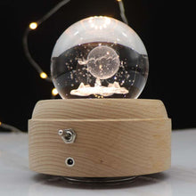 Load image into Gallery viewer, Girl Bedside Lamp Crystal Ball Wooden Base Music Box Charging Glow Rotating Night Light, Random Music, Ballet, Castle, Unicorn, Flying Pig, Dogs, Drawing Girl, Whale, Deer, Deer Head, Cat, Mermaid, Dandelion, Balloon Bear, Christmas Tree, Double Pig   ...