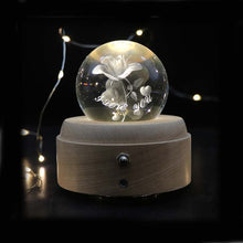 Load image into Gallery viewer, Girl Bedside Lamp Crystal Ball Wooden Base Music Box Charging Glow Rotating Night Light, Random Music, Ballet, Castle, Unicorn, Flying Pig, Dogs, Drawing Girl, Whale, Deer, Deer Head, Cat, Mermaid, Dandelion, Balloon Bear, Christmas Tree, Double Pig   ...