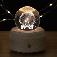 Load image into Gallery viewer, Girl Bedside Lamp Crystal Ball Wooden Base Music Box Charging Glow Rotating Night Light, Random Music, Ballet, Castle, Unicorn, Flying Pig, Dogs, Drawing Girl, Whale, Deer, Deer Head, Cat, Mermaid, Dandelion, Balloon Bear, Christmas Tree, Double Pig   ...