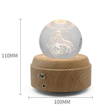 Load image into Gallery viewer, Girl Bedside Lamp Crystal Ball Wooden Base Music Box Charging Glow Rotating Night Light, Random Music, Ballet, Castle, Unicorn, Flying Pig, Dogs, Drawing Girl, Whale, Deer, Deer Head, Cat, Mermaid, Dandelion, Balloon Bear, Christmas Tree, Double Pig   ...