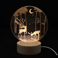 Load image into Gallery viewer, 3D Atmosphere Decorative Light Acrylic Inner Carved LED Night Light Creative Girl Table Lamp, Double Deer, Whale Girl, Deer, Cartoon Astronaut, Good Night, Flamingo, Full Moon, Tree Cat, Swan, Stars And Moon, Full Moon Swan, Moon Girl