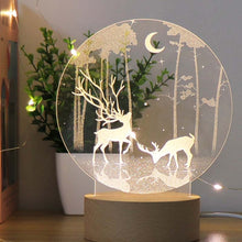 Load image into Gallery viewer, 3D Atmosphere Decorative Light Acrylic Inner Carved LED Night Light Creative Girl Table Lamp, Double Deer, Whale Girl, Deer, Cartoon Astronaut, Good Night, Flamingo, Full Moon, Tree Cat, Swan, Stars And Moon, Full Moon Swan, Moon Girl